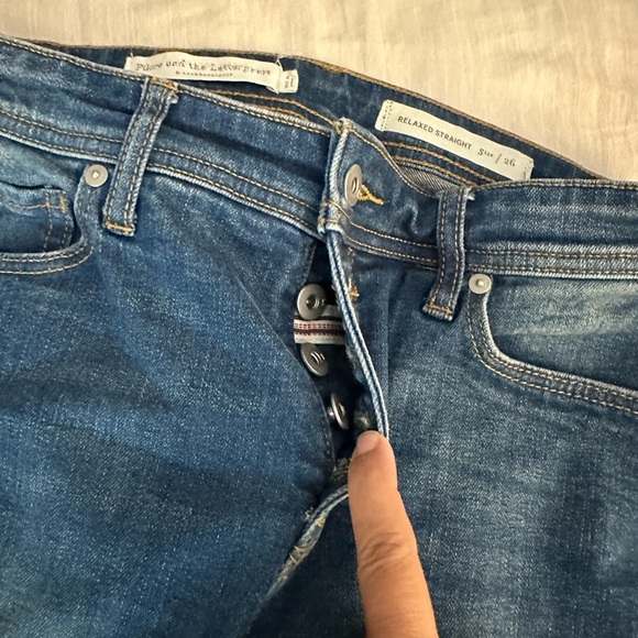 Pilcro and the Letterpress Relaxed Straight Red Stripe Ankle Denim Jeans (J2) - Picture 6 of 11